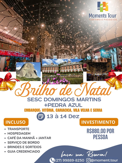 Excursão Domingos Martins e Pedra Azul - ES. Embarque: Serra - ES