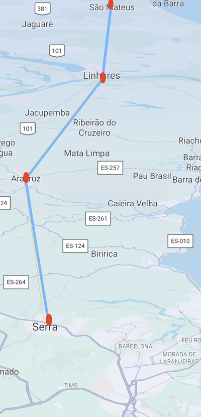 Rota Todas As Quartas Para São Mateus.