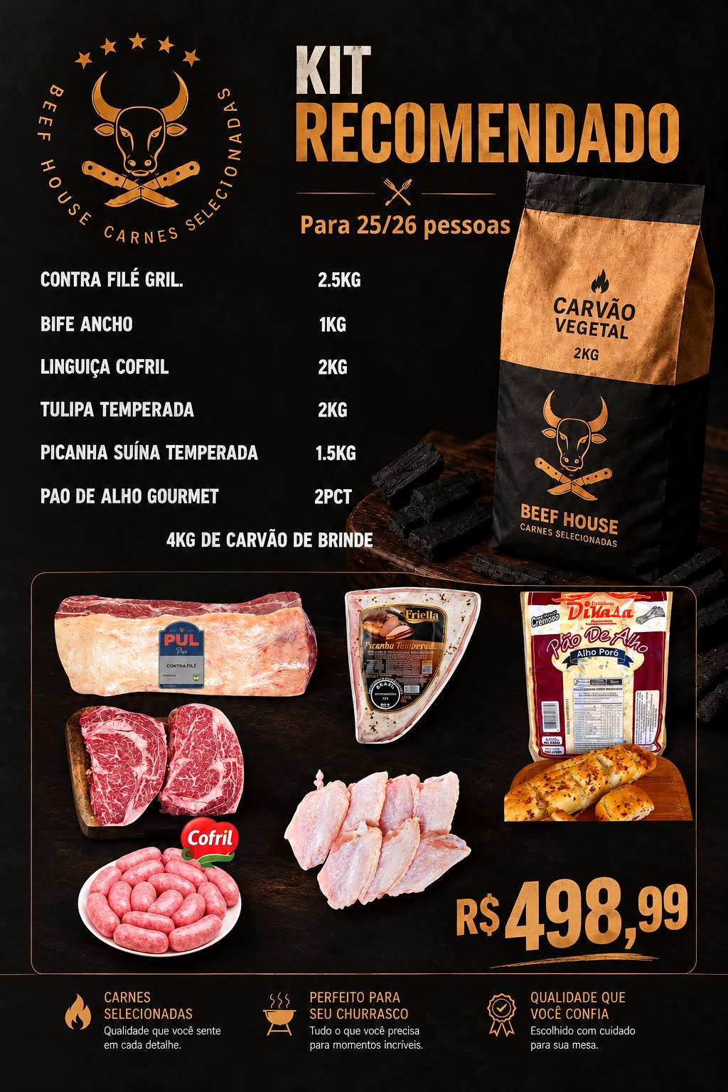 Kit Churrasco Recomendo para 25 Pessoas